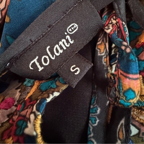 Anthropologie Tolani Embroidered Boho Long Sleeve Mini Dress Black Size S - Picture 12 of 12